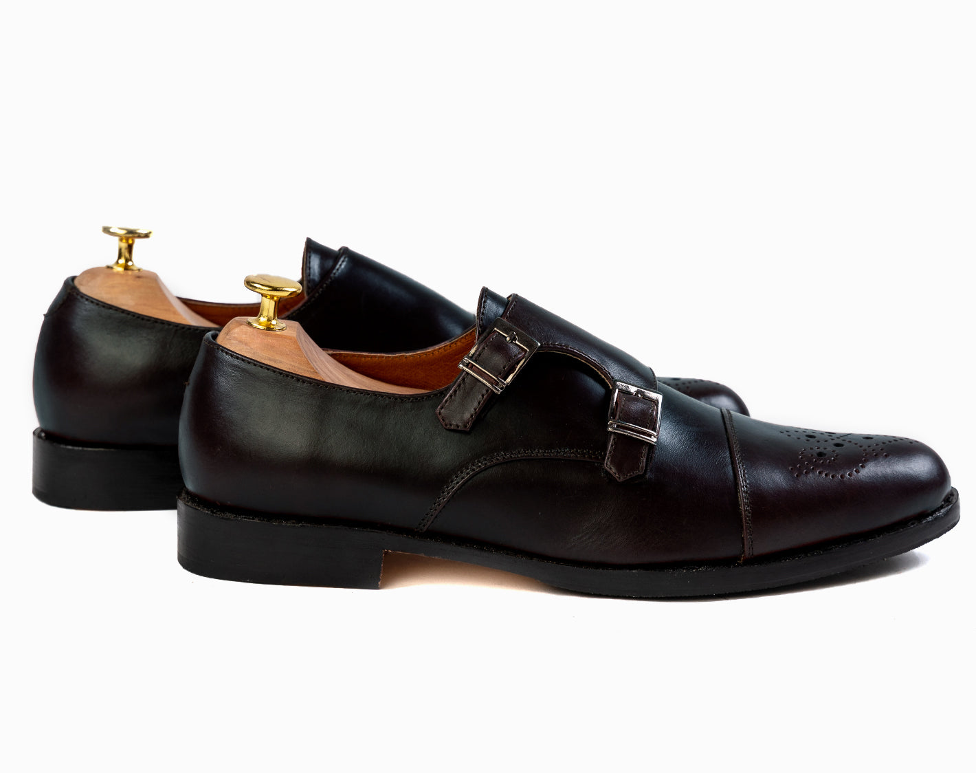 Men s Grand Double Monkstraps in Black Noir Marquina Shoemaker